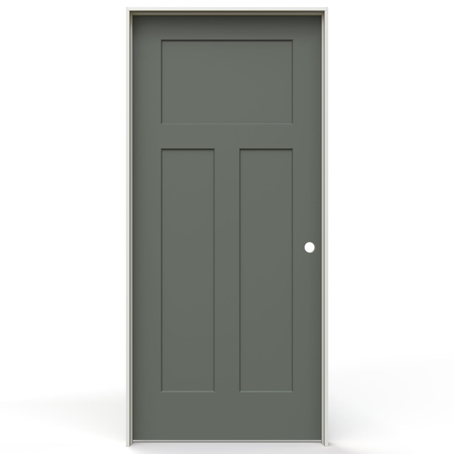 JELD-WEN 36-in x 80-in Renew Hollow core 3-panel Left hand Smooth Prefinished Molded composite Flat Jamb Single Prehung Interior Door with